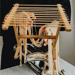 Pasta Lasagna Noodles Spaghetti Linguine Wood Vintage Drying Rack 11 Dowels EUC